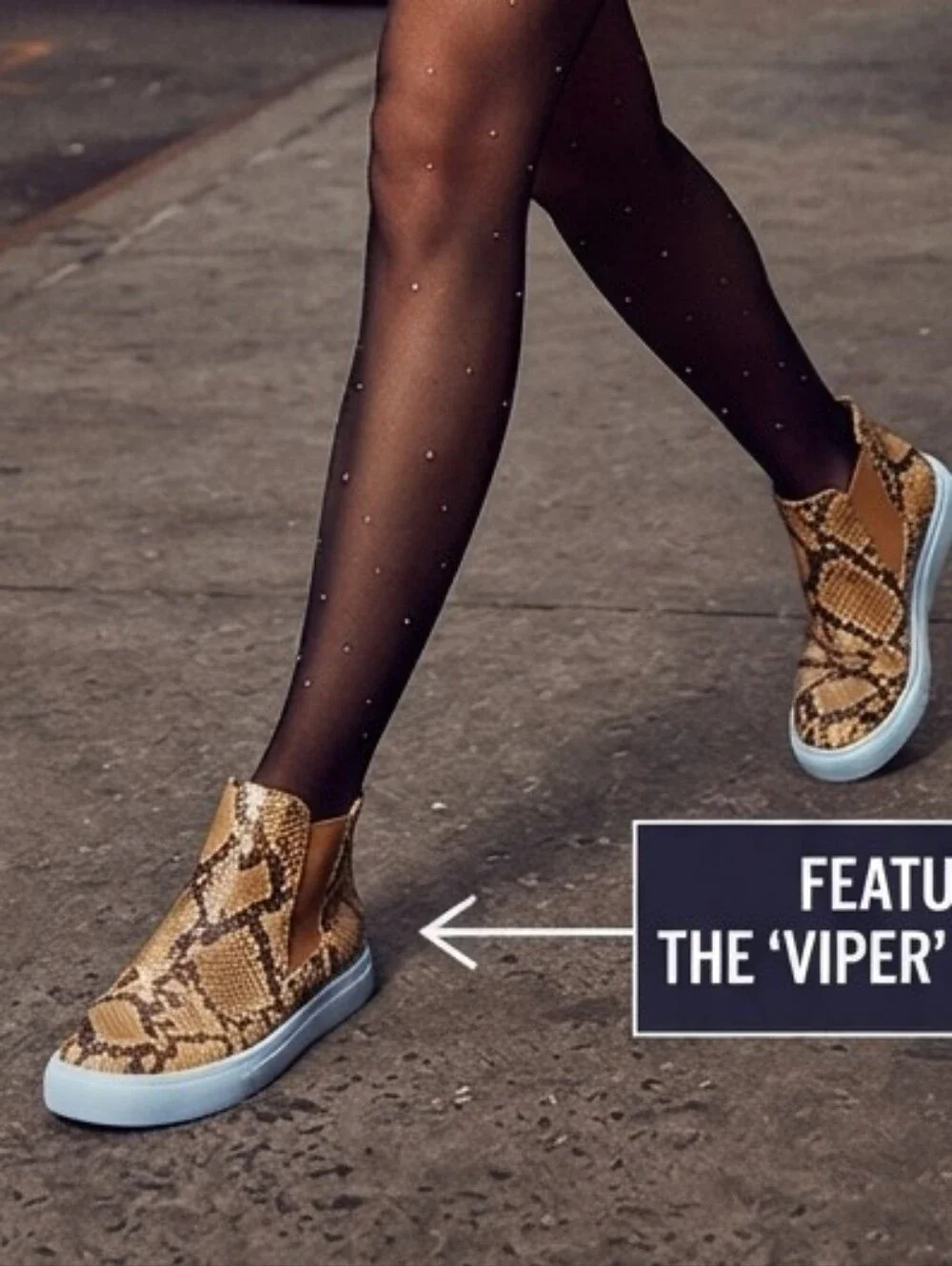 Snakeskin print Slipon Hightop Sneakers